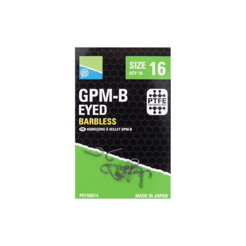 Preston GPM-B Eyed Barbless Hook Size 14