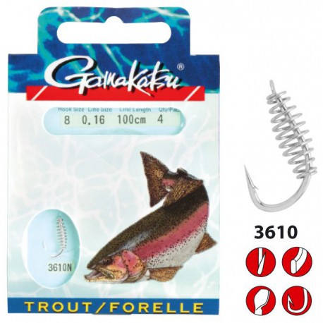 Gamakatsu Onderlijn Trout LS-3610 Spiral 0.18 mm – 100 cm – Size 10